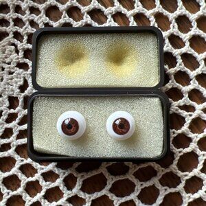 Glasaugen Brown Glass Eyes in Box W. Germany Reborn Doll Supplies, 12 mm